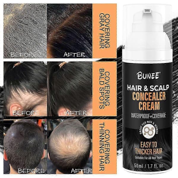 Full Coverage Cream 50 ml, Root Equalizer for Thin and Fine Hair, Improves Hairline (Light Brown)