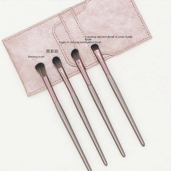 4 st Sminkborstar Set Ögonskuggsborste Ögonmakeupverktyg (Rosa)