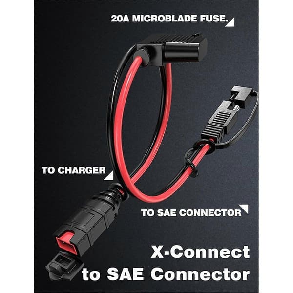 2-pack 1FT SAE förlängningskabel för Genius Smart batteriladdare, 14AWG kraftig SAE-kontaktkabel