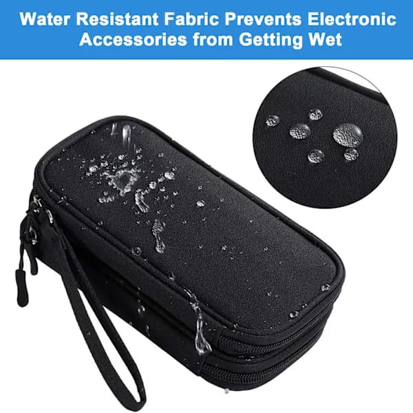 Electronic Accessory Storage Bag, Waterproof Travel Case, Can Store Cables, Chargers, and Small Tools, Double-Layer Design for Easy Storage.