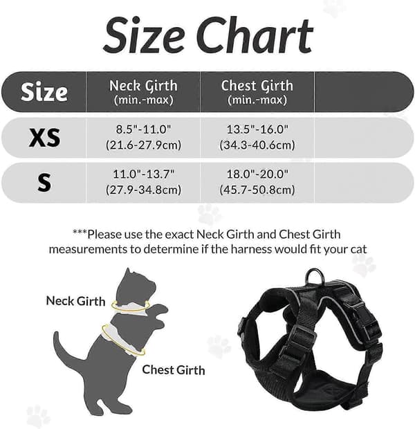 Cat Harness and Leash for Walking, Escape Proof Soft Adjustable Vest Harnesses for Cats