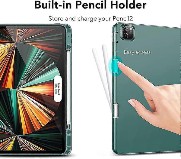 Etui til iPad Pro 12,9 tommer 2021 med blyantholder (5. generasjon, 5G), blyant