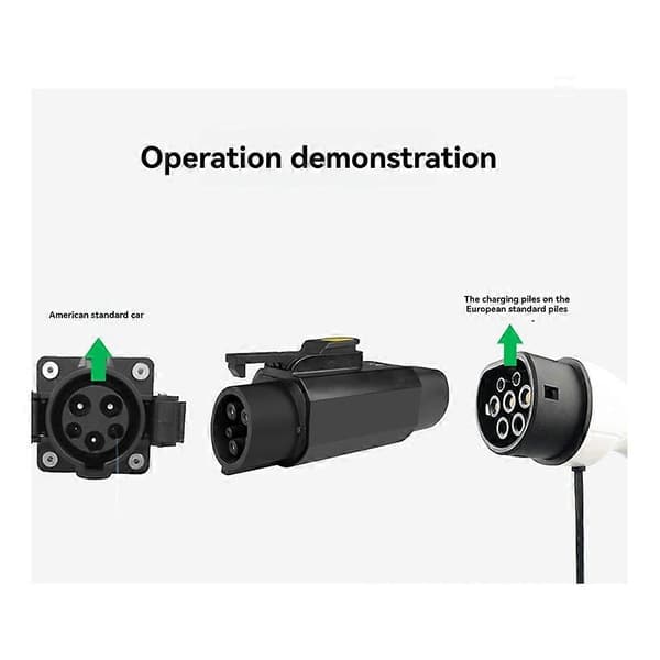 Type 2 til Type 1/J1772 EV-adapter, 32A EV-ladekabeladapteroplader til elbilkonverter bilopladeradapter Black