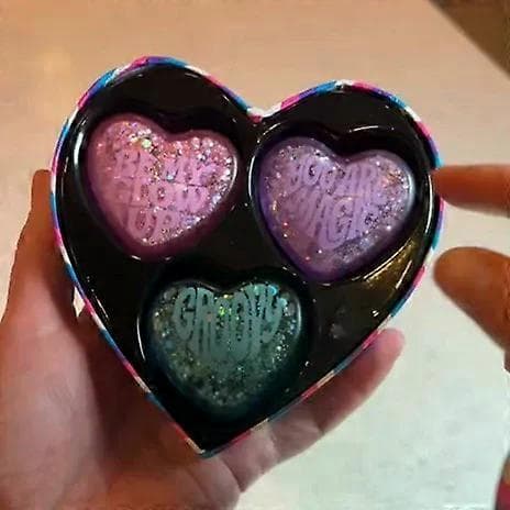 3 stk. hjerteformede Squishy Fidget Legetøjssæt, langsomt stigende stressbolde til angstlindring, Valentinsdag glitterklemme sensorisk legetøj til børn og voksne 2 Sets
