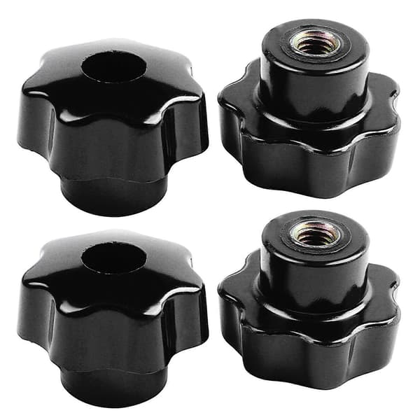 10 stk. sorte stjernegreb, indvendigt gevind diameter 8mm, hoveddiameter 40mm Silver& black
