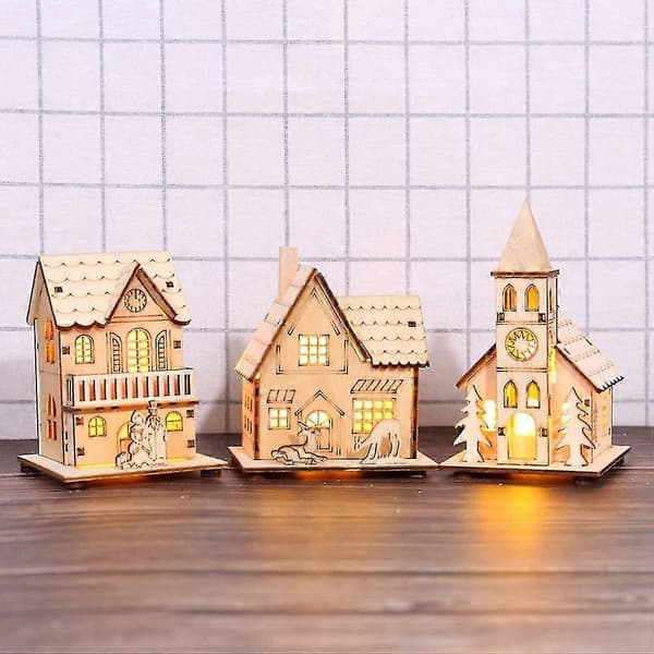 LED julehus med ljus vinter juldekoration