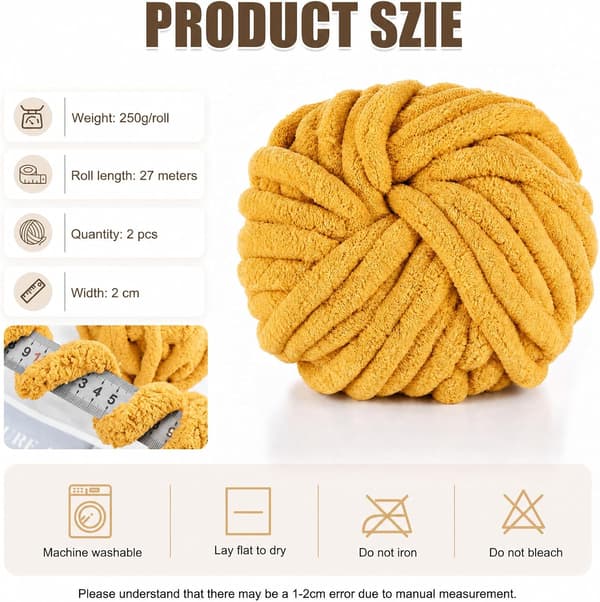Chunky garn för handstickning, 2 stycken 500 g chunky garn, blåbär Kurkuma 2 stycken