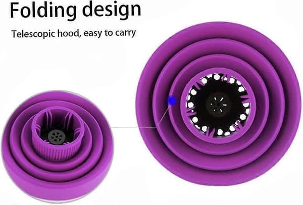 Sammenfoldelig føntørrer diffuser cover silikone tørrer sammenklappelig hårtilbehør bærbar rejse foldbar universal hårdel/hesthale lilla 1 stk)