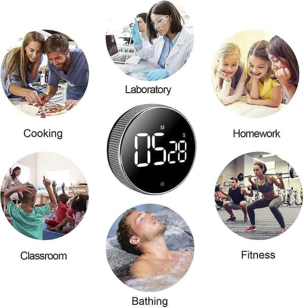 Kökstimer, digital klassrumstimer för barn, stor magnetisk LED-nedräkningstimer med konstant ljusfunktion för klassrum, tyst för barn och