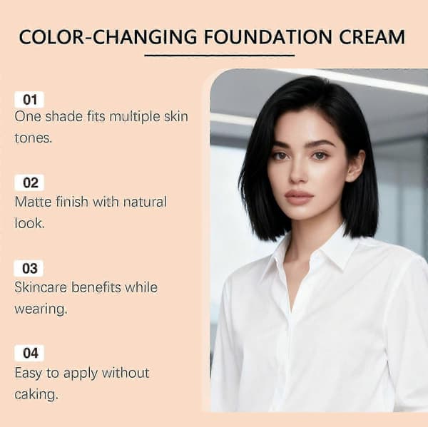 Flawless Colour Changing Foundation Concealer Cream - Smooth and Illuminated - Natural Finish - Intense Coverage - Long-lasting Smoothing Effect 1pcs