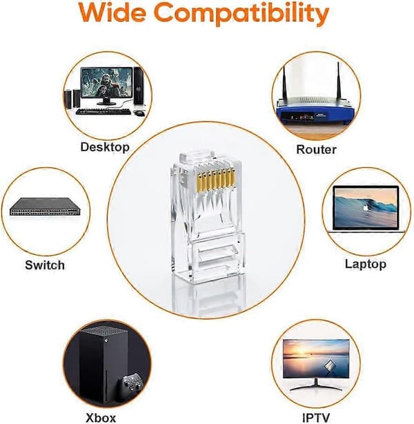Netværksmodulært 8P8C-stik Cat.5 Cat.5E RJ45-forbinder