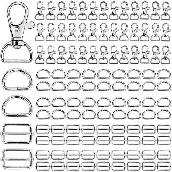 120st Metall Nyckelringar Bulk Nyckelringar Spänne Vridbara Karbinhakar D-ringar