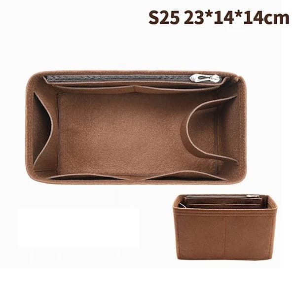 Bag Organizer Felt Fabric Insert 25 30 35 Makeup Handbag Coffee StyleB S Coffee StyleB S