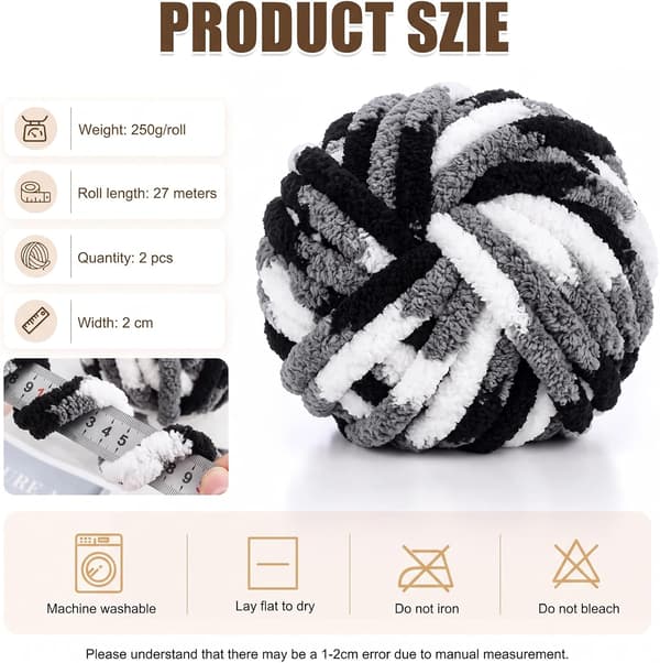 Chunky garn för handstickning, 2 stycken 500 g chunky garn, blåbär panda 2 stycken