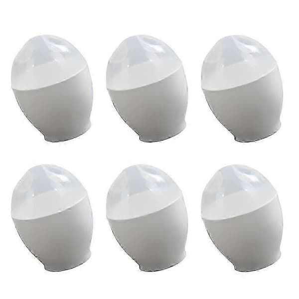 6-pakning mikrobølgeovn eggdamper mini eggkoker bærbar eggkoker egnet for hjemmekjøkken (hvit)