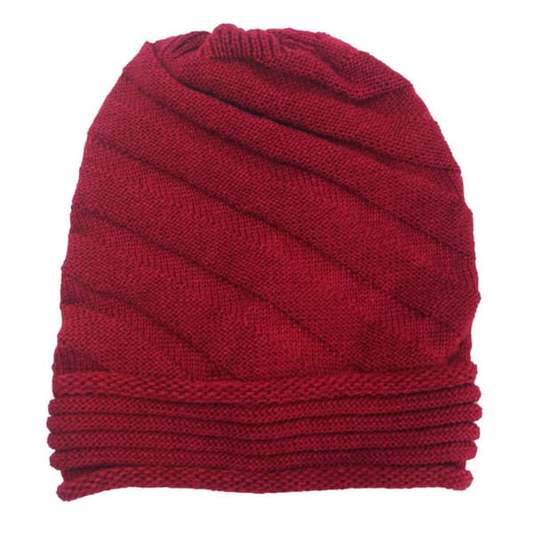 Wool Hat, Women's Winter Warm Solid Color Crocheted Pleated Thick Soft Folded Beanie Wool Knitted Slouchy Beanies