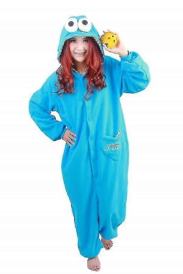 Voksen Sesamgade Cookie Kostume Pyjamas Outfit -bc Blue M