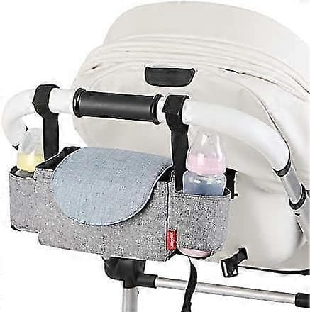 Barnevognsveske for babyutstyr med 2 koppholdere til barnevogn