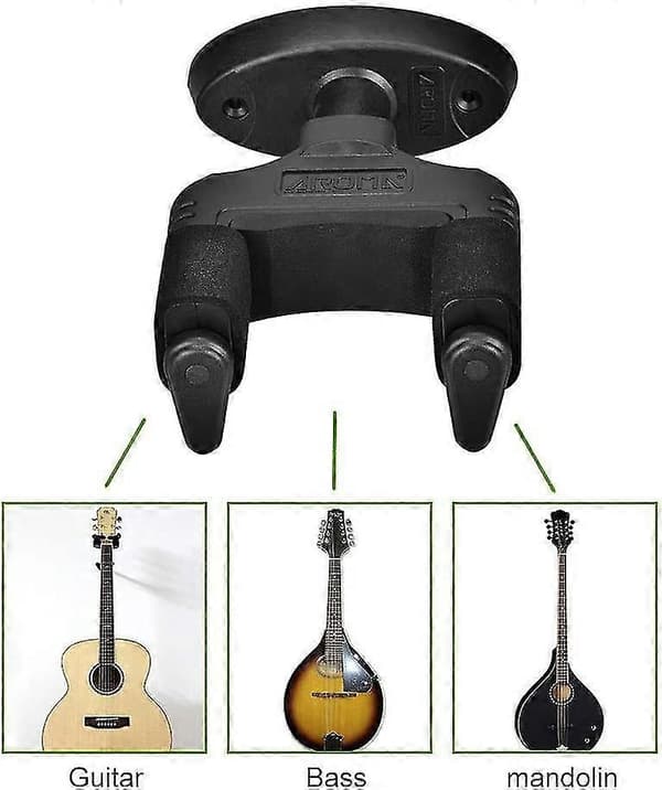 Väggmonterat gitarrställ Väggmonterad gitarrhållare Självlåsande mekanism Gitarrkrok Tillbehör för akustisk elektrisk folkgitarr bas banjo fiol