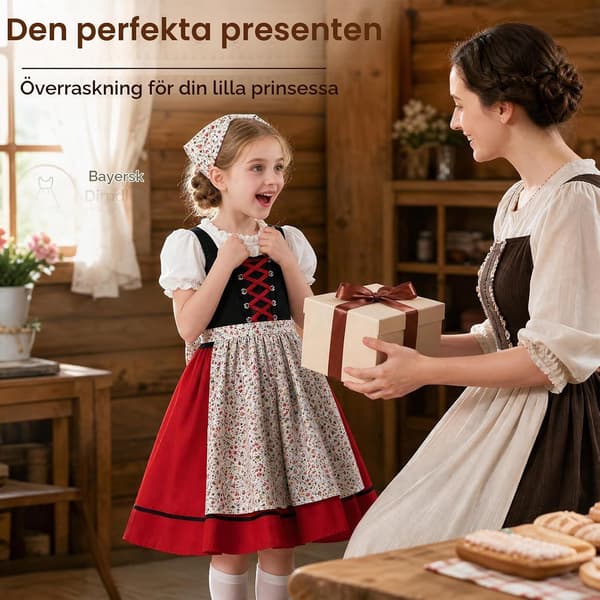 Dirndl for barn, jente-dirndl med hodeplagg, dirndl-sett for barn svart 150