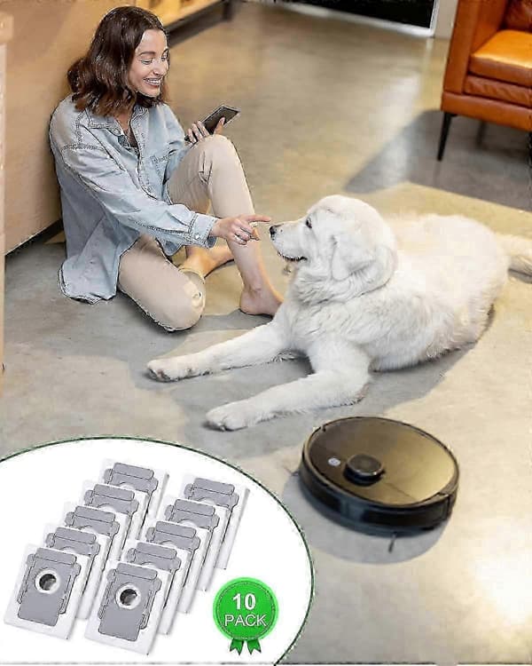 10 dammsugarpåsar för iRobot Roomba i7 i7+ i3 i3+ i4 i4+ i6 i6+ j7 j7+ i8 i8+S9 S9+ E5 E6 E7 Clean Base, tillbehörsbyte A-DS szbym