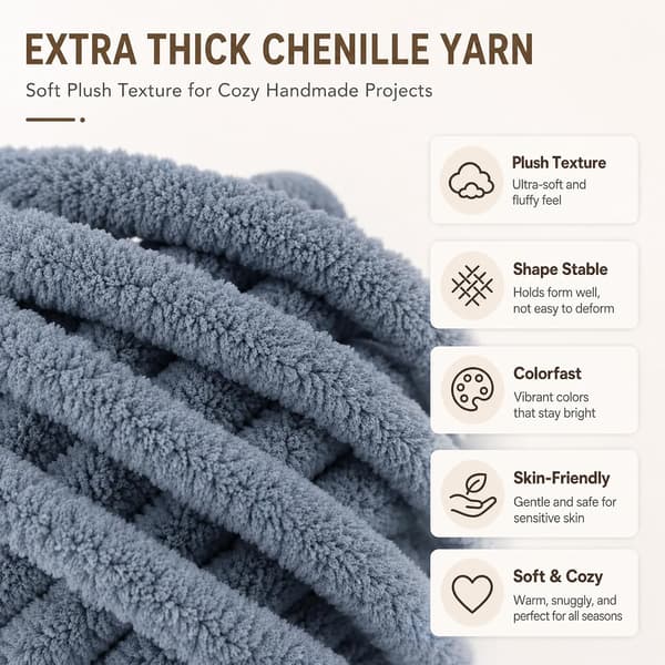 Chunky garn för handstickning, 2 stycken 500 g chunky garn, blåbär Mörkgrå 2 stycken