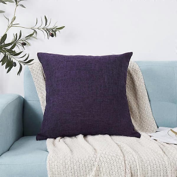 Dekorative Pyntepuder Sæt med 2 Hør Teksturerede Pudebetræk til Sofa, Lænestol, Stue, 40x40 cm, Dyblilla