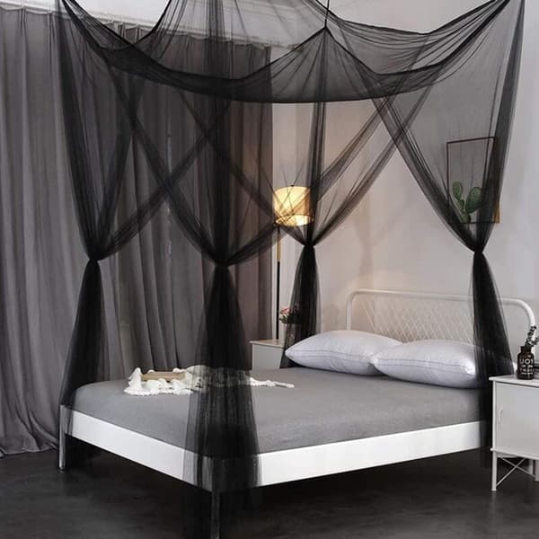 Double Bed Mosquito Net, Rectangular Bed Canopy, Simple Black Summer Mosquito Net, Bed Canopy - 190 x 210 x 240 cm