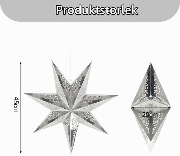 Papirstjerne, juledekoration A8 sort Silver