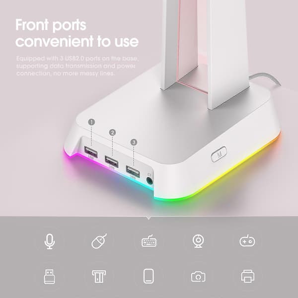 ONIKUMA ST-2 RGB-belysning Hodetelefonholderstativ White