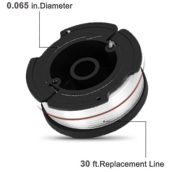 Sett med 6 trådspoler kompatible med 2 deksler kompatible med erstatning for Black Decker gresstrimmere.