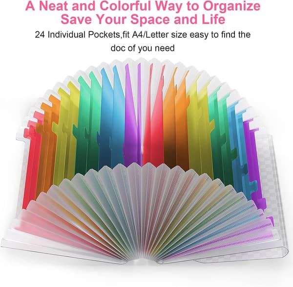 File Organizers, 24 Compartments Archive Boxes Document Organizer, Folder, Accordion A4 Desk Folders