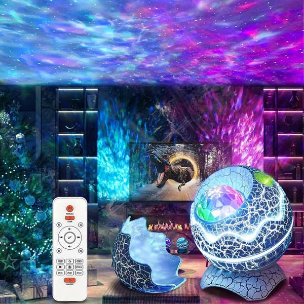 Dinosaurieæg LED-projektorlampe Bluetooth-kompatibelt stjernelys til jule Interstellar Blue