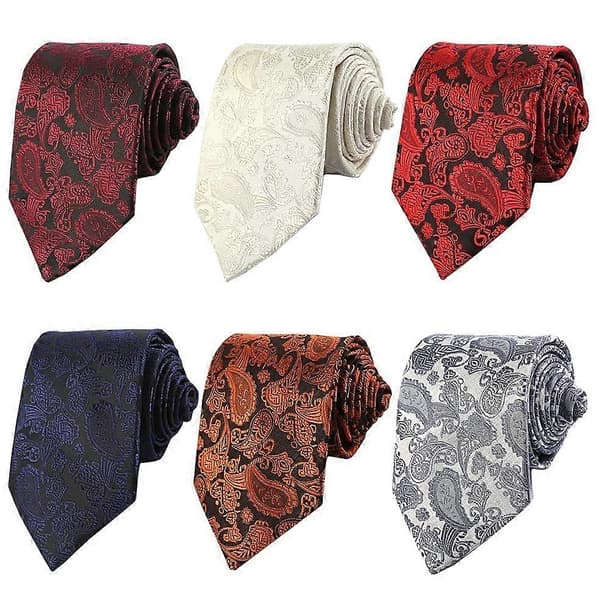 6 st Herr Slips Klassisk Slips Blåregn Jacquard Halsdukar
