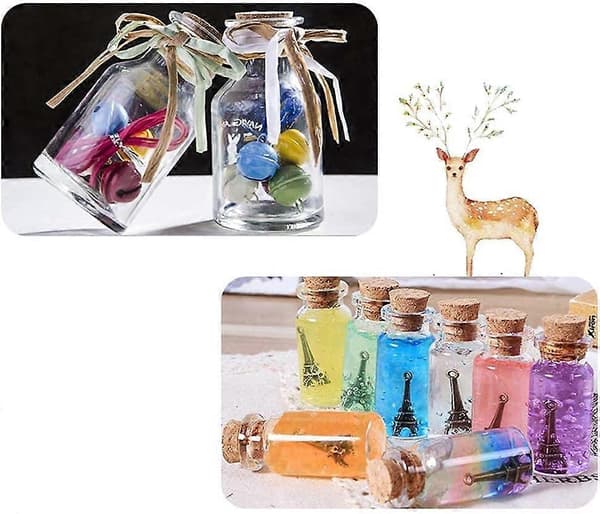 12 st 2 ml små miniglasflaskor med kork, klara trollformelglasflaskor med korklock miniatyrglasdryckesflaskor