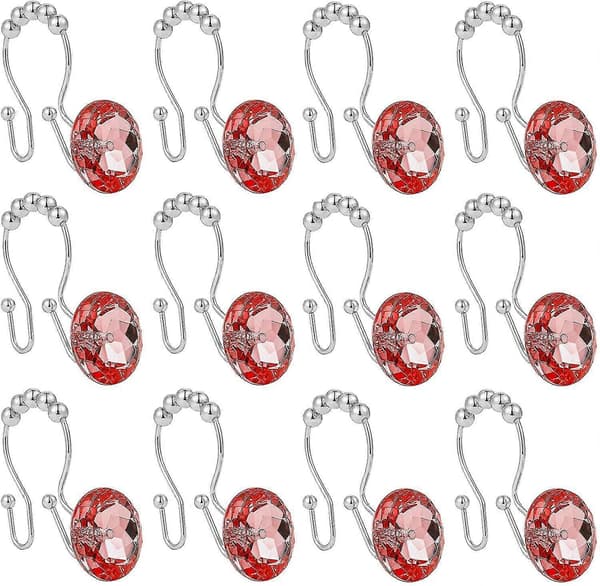 Rostfria dubbelkrokar i rostfritt stål, glidande duschring, 12-pack