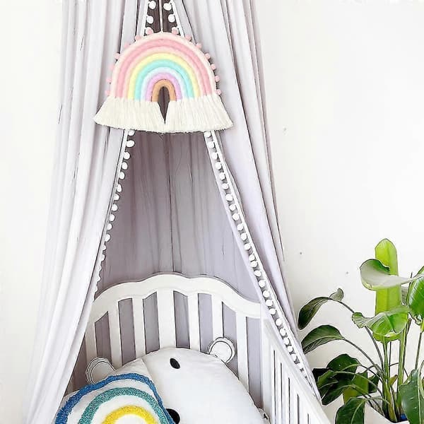 Stor regnbueveggdekorasjon, makrame regnbueveggdekorasjon barnerom boho-dekor