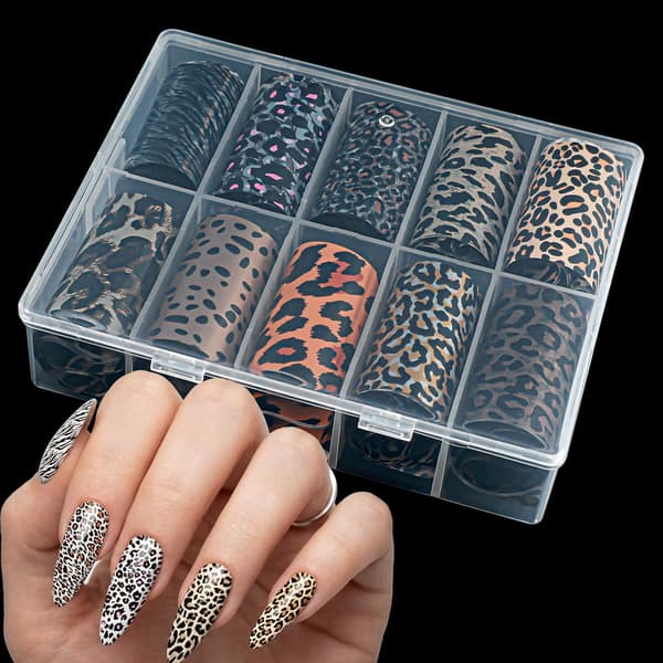 10 Rolls Nail Foil Transfer Decals Leopard Snake