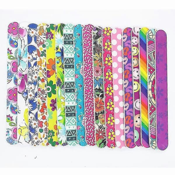 30 Stykker Dobbeltsidede Emery Boards Neglebuffer Blomsterprint Neglefile Manicurefile Til Kvinder Piger