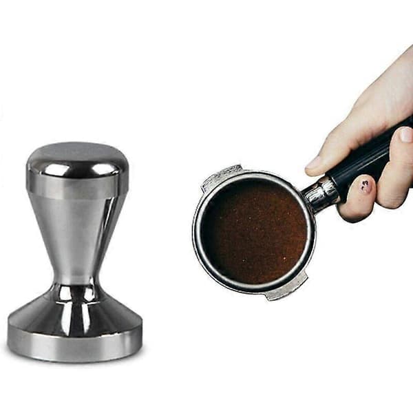 Krommet solid kaffestamper i rustfritt stål (49 mm) for kaffe og espresso, tamping, barista