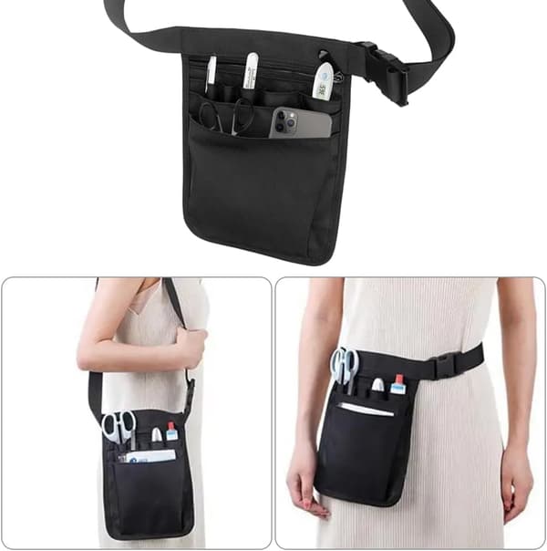 Nurse Bag Belt Pouch Holder, Multifunctional Tool Nurse Belt Bag with Multiple Adjustable Compartments
