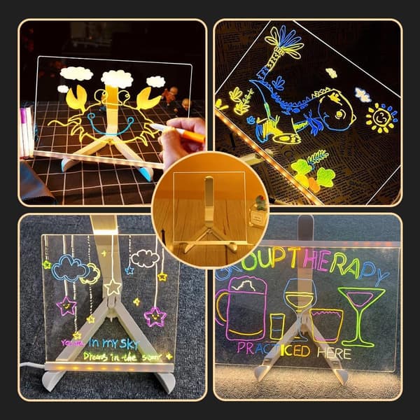 [LCS]LED Luminous Drawing Board with Stand & 7 Color Pens