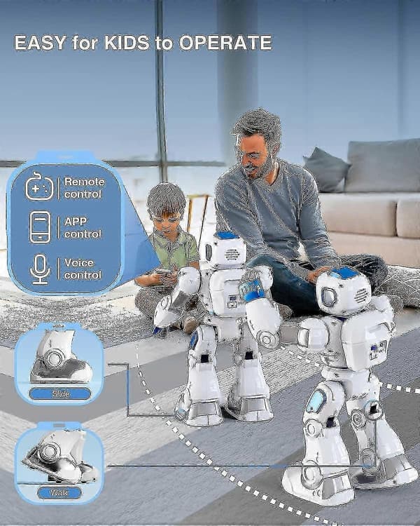[LCS] Smart Robot til Børn: Interaktiv Stemme- og App-styret Robot, Gave til Drenge og Piger i alderen 4-9 år