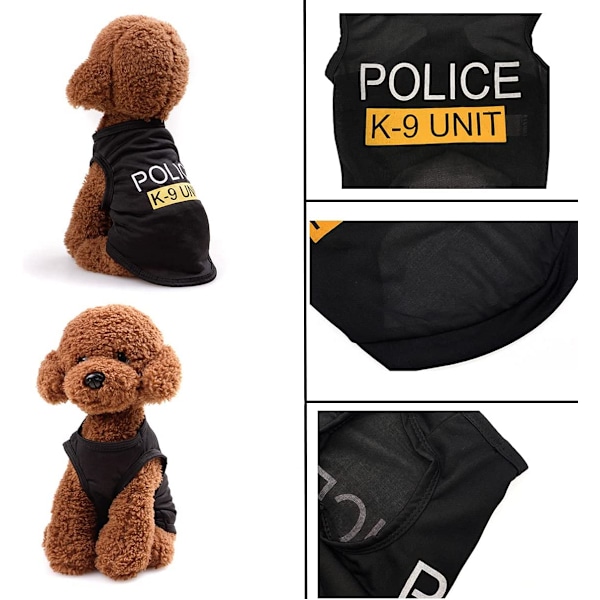 Hund T-shirt Husdjur Polis Hund Katt Kläder Sommarkostymer Valpskjorta, Andningsbara Kläder Väst Kläder för Extra Liten Medium Hund Pojke och Flicka