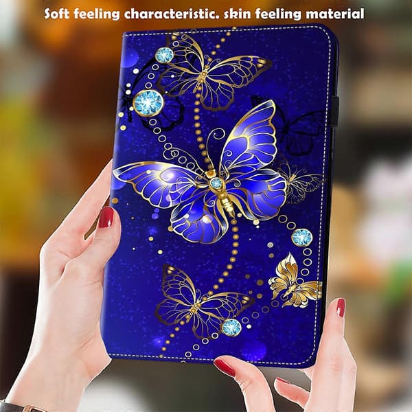 [LCS]Til Samsung Galaxy Tab A9+(Plus) Elastiklukning Stødsikkert Etui Mønstertryk PU Læder Flip Tablet Cover med Stand Butterfly