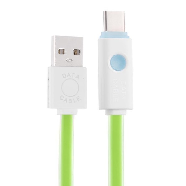 1m USB til USB-C / Type-C Noodle Jelly Data Synkroniserings- og Ladekabel (Grønn)