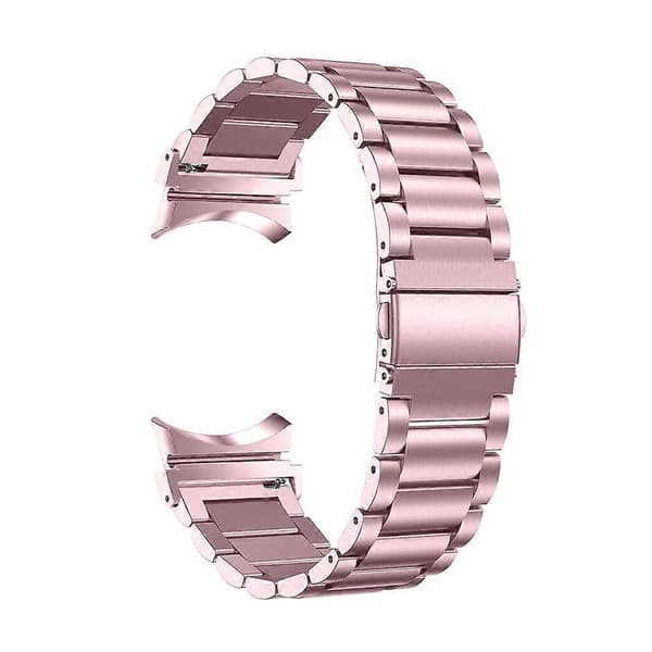 Til Samsung Galaxy Watch7 44mm 40mm Urrem i rustfrit stål med 3 perler - Multicolor Rose Pink
