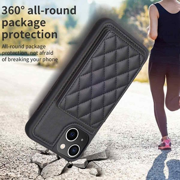 [LCS]SKALO iPhone 15 Quilted Case with Wallet - Black