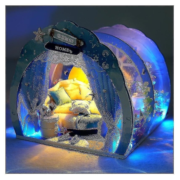DIY husdocka miniatyr dockhus möbelkit med LED