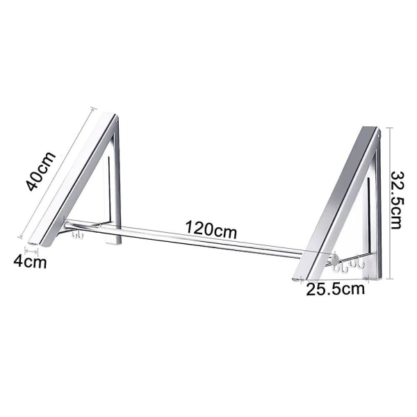 2/3 stång infällbara klädställ-ljus Ljus80cm Silver